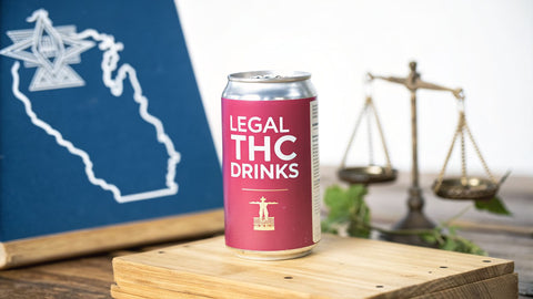 a pink can labeled "legal thc drinks'