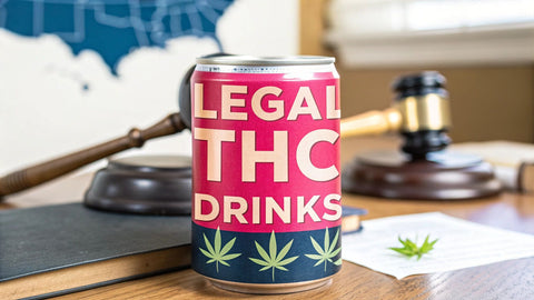 a pink can reading 'Legal THC Drinks'