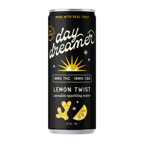 Day Dreamer Lemon Twist cannabis sparkling water can on a white background