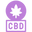 Purple circle with a white cannabis leaf and 'CBD' text on a white background