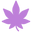 Purple cannabis leaf on a white background