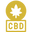 CBD logo with a white cannabis leaf on a yellow circle and 'CBD' text below.